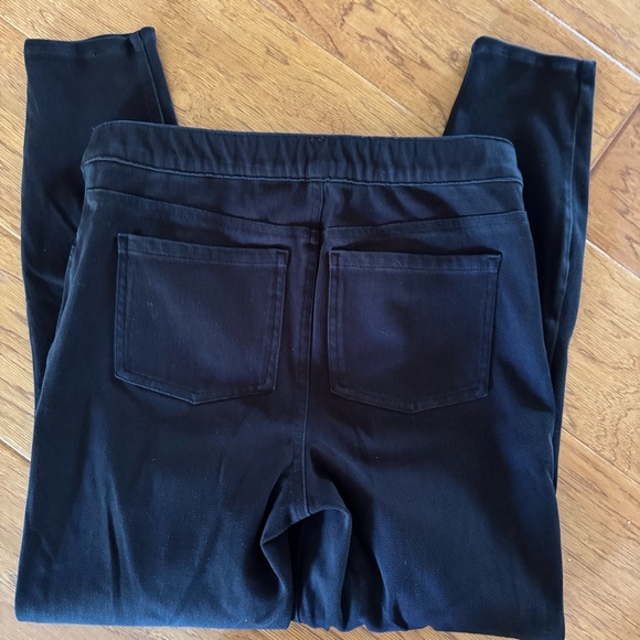 Spanx Pull On Skinny Denim Jeans Black Women’s Large Stretch Elastic Waist - Picture 4 of 4